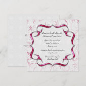 Invitation Orné Rose Clair Et Argent Mariage Après La Cérémon (Devant / Derrière)
