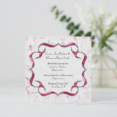 Invitation Orné Rose Clair Et Argent Mariage Après La Cérémon (Debout devant)