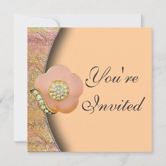 Invitation ornée de bijoux de partie de fleur de (Devant)