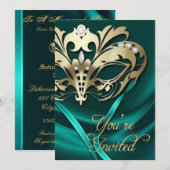 Invitation ornée de bijoux turquoise de partie de (Devant / Derrière)