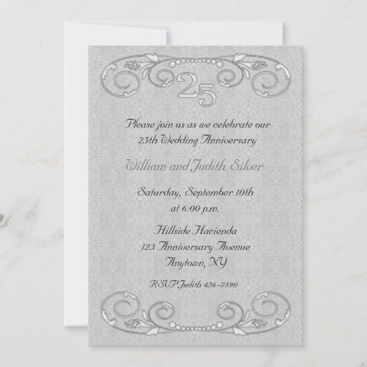 Invitation ornée pour les 25 ans (Devant)