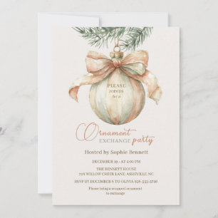 Invitation Ornement à ruban vintage pour échange de Noël