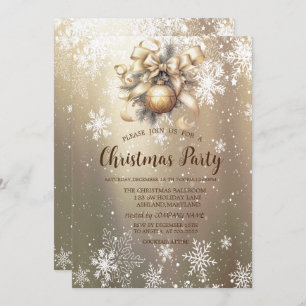 Invitation Ornement Ball Bow Snowflakes Compagnie de Noël