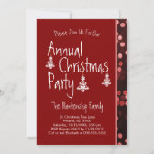 Invitation Ornement blanc Arbre de Noël Deep Red Custom (Dos)