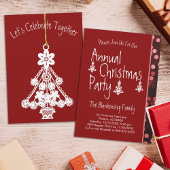 Invitation Ornement blanc Arbre de Noël Deep Red Custom
