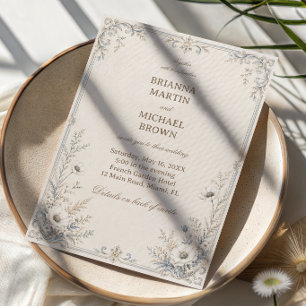Invitation Ornement Botanique givré de style ancien