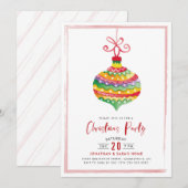 Invitation Ornement couleur aquarelle fête de Noël (Devant / Derrière)