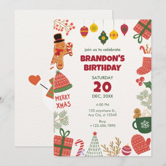 Invitation ornement de Noël amusant (Devant / Derrière)