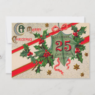 Invitation Ornement de Noël au houx du 25 décembre
