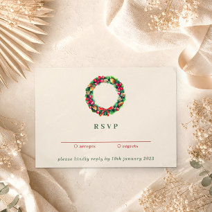 Invitation Ornement de Noël d'hiver rouge Répondez aimablem