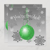 Invitation Ornement de Noël Fancy verte (Devant / Derrière)