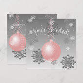 Invitation Ornement de Noël Fantaisie Rose (Devant / Derrière)