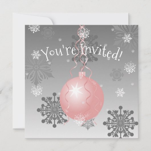 Invitation Ornement de Noël Fantaisie Rose (Devant)