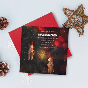 Invitation Ornement de Noël Renne Peint à la Main Chaud