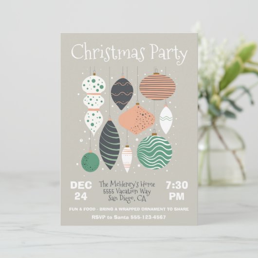 Invitation Ornement de Noël rétro (Debout devant)