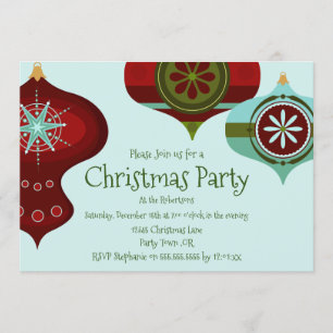 Invitation Ornement de Noël Rétro Moderne de Milieu de Siècle