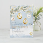 Invitation Ornement d'hiver Joyeux petit Baby shower de Noël (Debout devant)