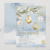Invitation Ornement d'hiver Joyeux petit Baby shower de Noël (Devant / Derrière)