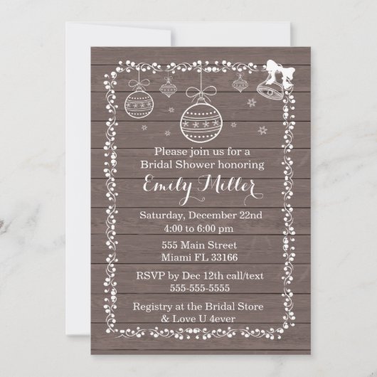 Invitation Ornement d'invitation de douche nuptiale Bois rust (Devant)
