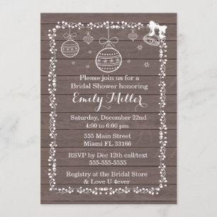 Invitation Ornement d'invitation de douche nuptiale Bois rust