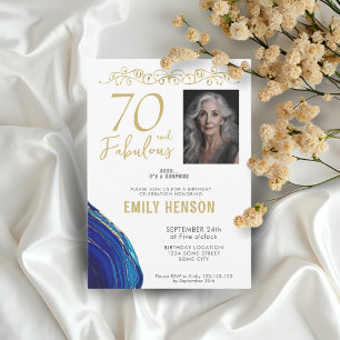 Invitation Ornement doré 70 et Fabuleux Photo 70e anniversair