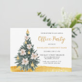 Invitation Ornement doré à fleurs blanches pour arbre de Noël (Debout devant)