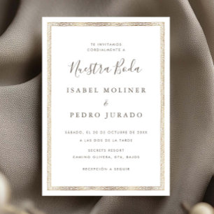 Invitation Ornement Doré Vintage Nuestra Boda Mariage Espagno