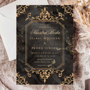 Invitation Ornement en marbre doré vintage Nuestra Boda maria