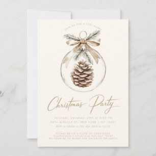 Invitation Ornement Minimaliste Rustique Boule de Noël
