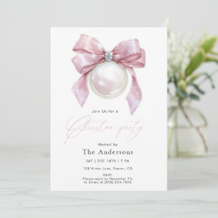Invitation Ornement Rose Élégant Fête de Noël