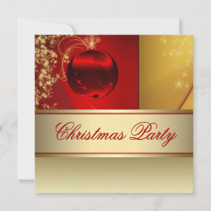 Invitation Ornement Rouge Or Rouge Doré Fête de Noël