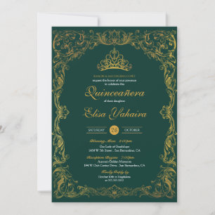 Invitation Ornement Royal Emerald Green Fancy Elegant Quince