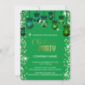 Invitation Ornement vert de Noël, diamants, flocons de neige (Devant)