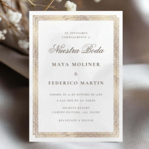 Invitation Ornement Vintage Or Or et Crème Nuestra Boda Maria