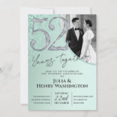 Invitation Ornemental Vert Clair 52e Anniversaire de Mariage (Devant)