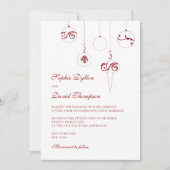 Invitation Ornements Bauble de Noël Mariage rouge d'hiver (Devant)