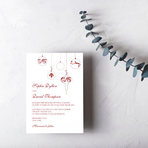 Invitation Ornements Bauble de Noël Mariage rouge d'hiver