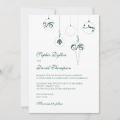 Invitation Ornements Bauble de Noël Mariage vert d'hiver (Devant)