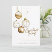 Invitation Ornements Blanc Or Baubles Noël fête (Debout devant)