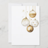 Invitation Ornements Blanc Or Baubles Noël fête (Dos)