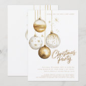 Invitation Ornements Blanc Or Baubles Noël fête (Devant / Derrière)