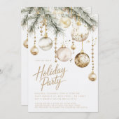Invitation Ornements Blush Blanc Or Baubles Noël (Devant / Derrière)