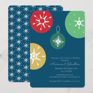 Invitation Ornements colorés de fête de Noël flocons de neige
