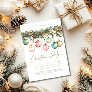Invitation Ornements Colorés Vintage Boules de Noël Fête de N
