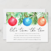 Invitation Ornements de Noël Arbre Trimming Virtual Party (Devant)