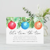 Invitation Ornements de Noël Arbre Trimming Virtual Party (Debout devant)