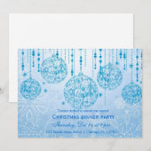 Invitation Ornements de Noël (bleu) (Devant / Derrière)