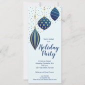 Invitation Ornements de Noël Bleu Or Fêtes (Devant)