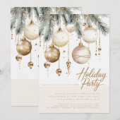 Invitation Ornements de Noël Boules de Luxe Teintées Dorées F (Devant / Derrière)