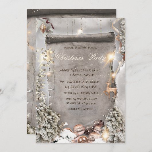 Invitation Ornements de Noël, Compagnie de Noël Pine Tree (Devant / Derrière)